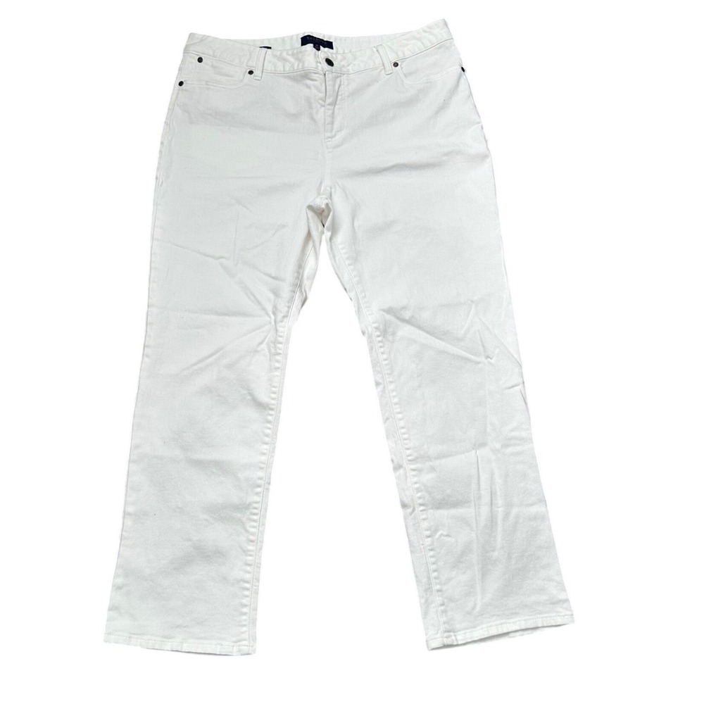 Talbots Signature White Straight Leg Jeans Womens 16 Cotton Stretch Denim Pants